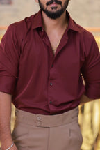 Wine Plain Full-Hand Shirt