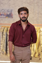 Wine Plain Full-Hand Shirt