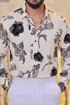 Imported Printed Stone Party Wear Shirt