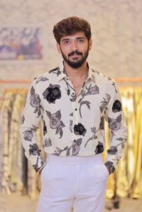 Imported Printed Stone Party Wear Shirt