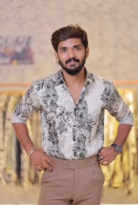 Imported Printed Stone Party Wear Shirt