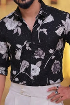 Imported Printed Stone Party Wear Shirt