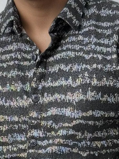 Black Printed Half-Hand Shirt