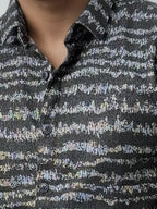 Black Printed Half-Hand Shirt