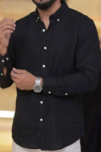 Black Linen Full-Hand Shirt