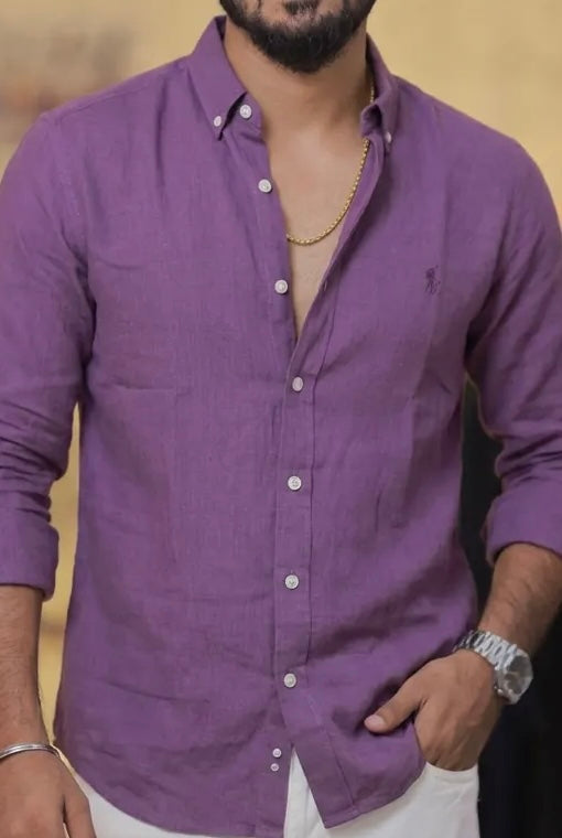 Purple Linen Full-Hand Shirt