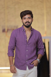 Purple Linen Full-Hand Shirt