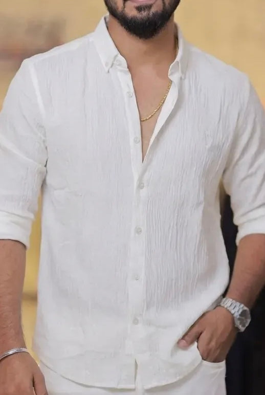 White Linen Full-Hand Shirt
