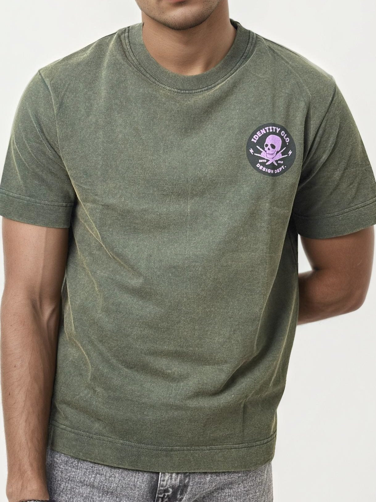 Printed Half-Hand Drop Shoulder T-Shirt