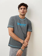 Printed Half-Hand Drop Shoulder T-Shirt