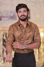 Coffee-Brown Self-Designed Shirt