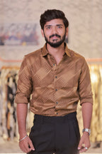 Coffee-Brown Self-Designed Shirt