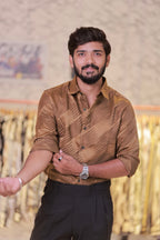 Coffee-Brown Self-Designed Shirt