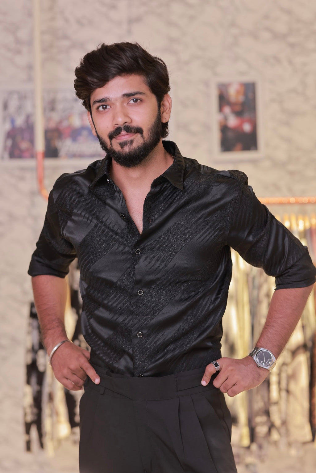 Black Self-Designed Shirt