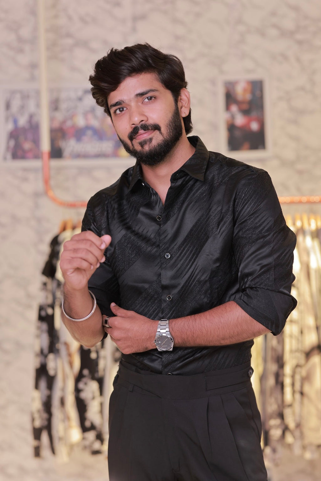 Black Self-Designed Shirt