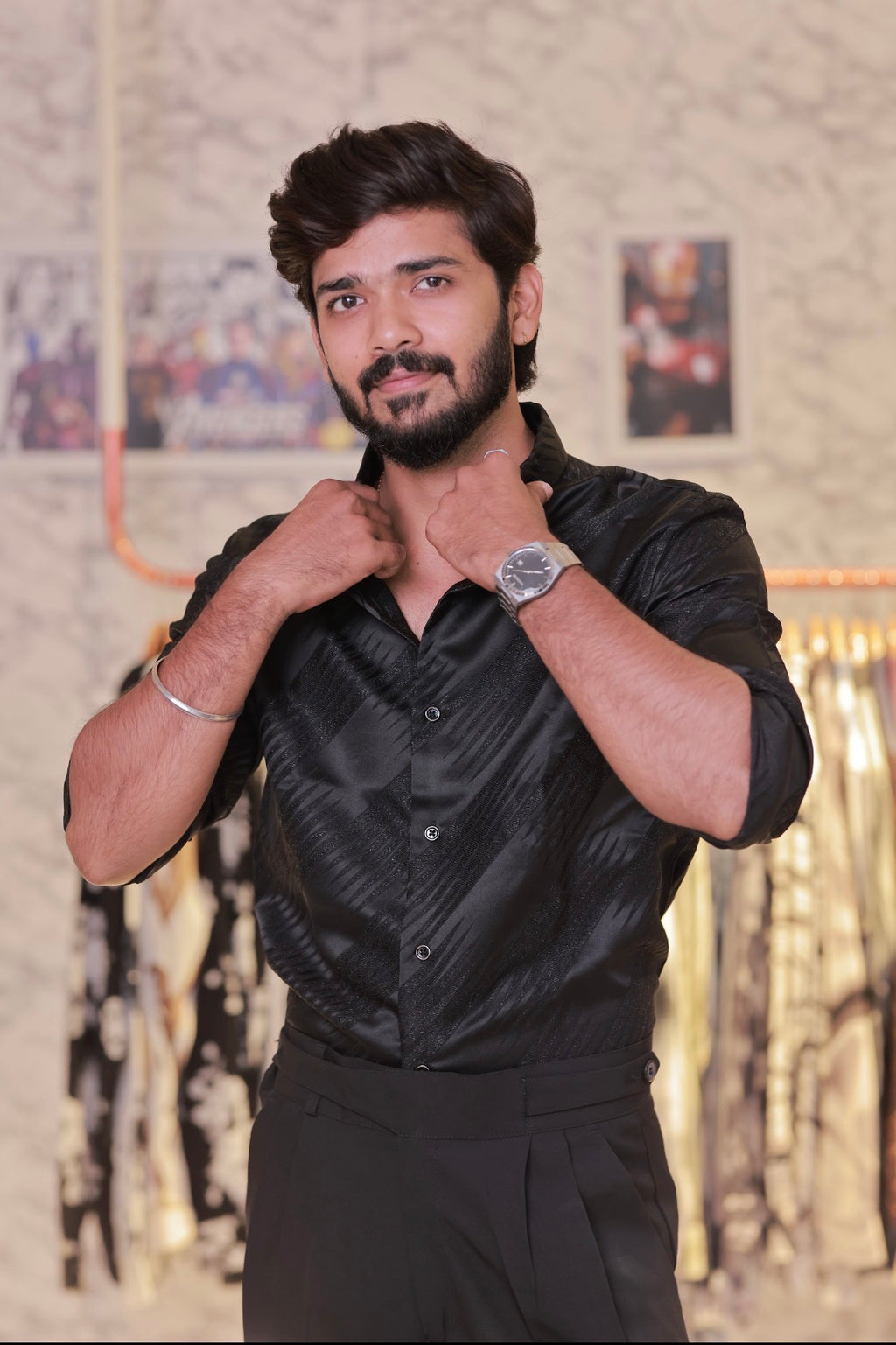 Black Self-Designed Shirt
