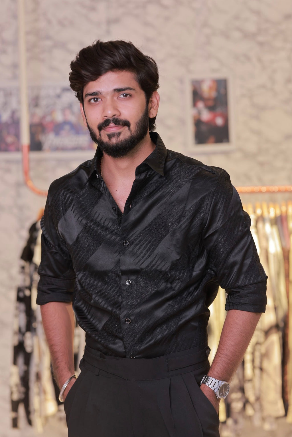Black Self-Designed Shirt