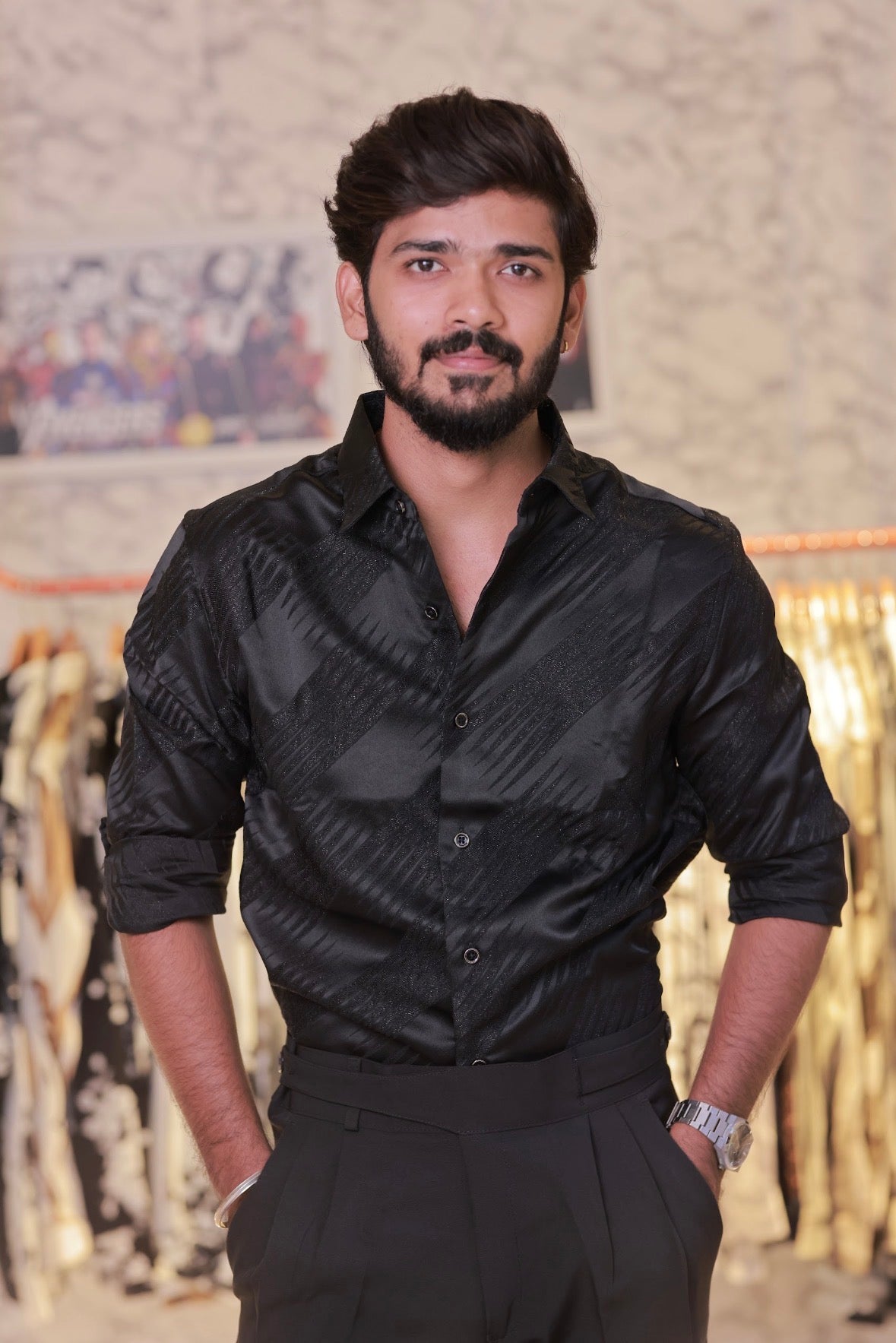 Black Self-Designed Shirt