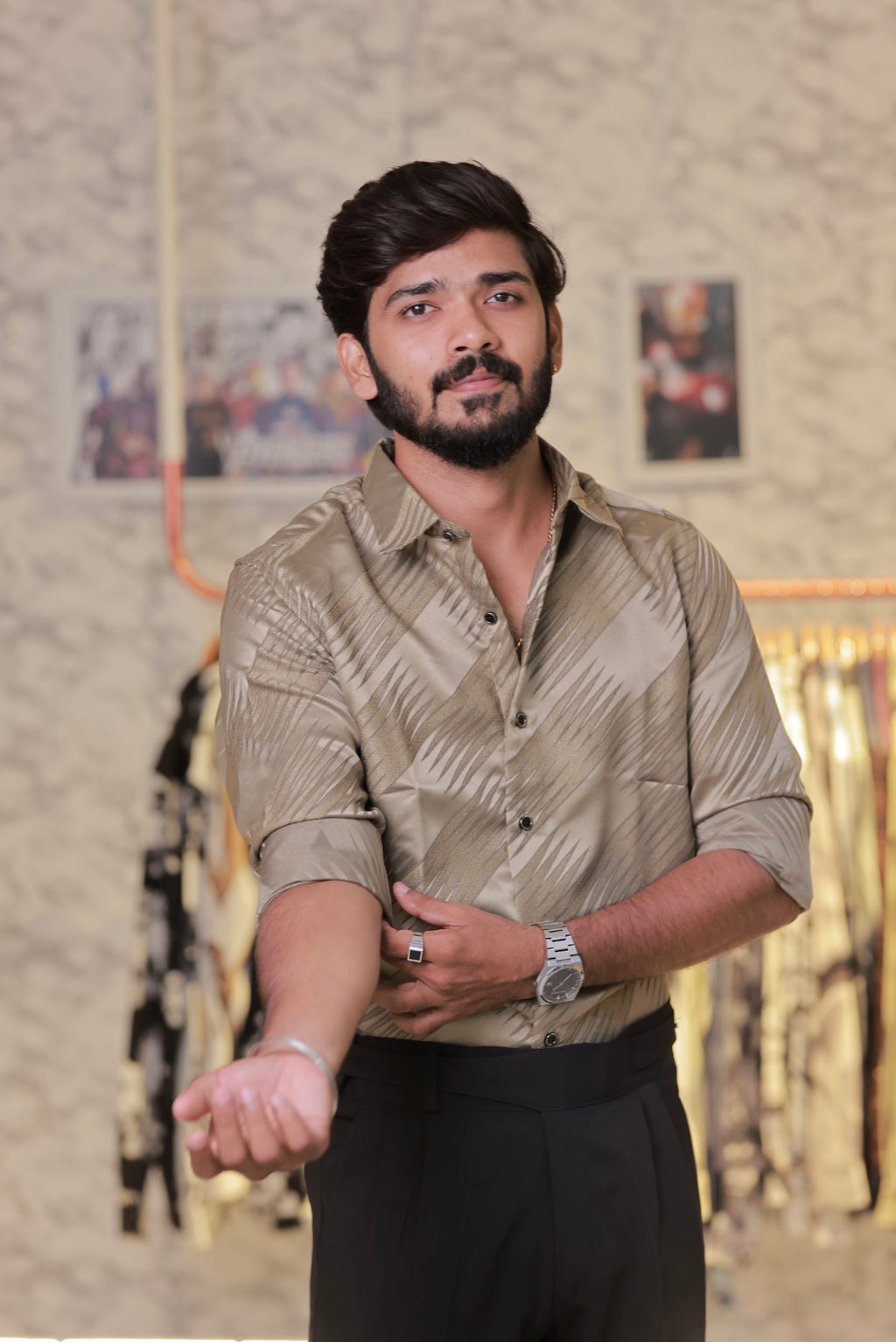Olive green Self-Designed Shirt
