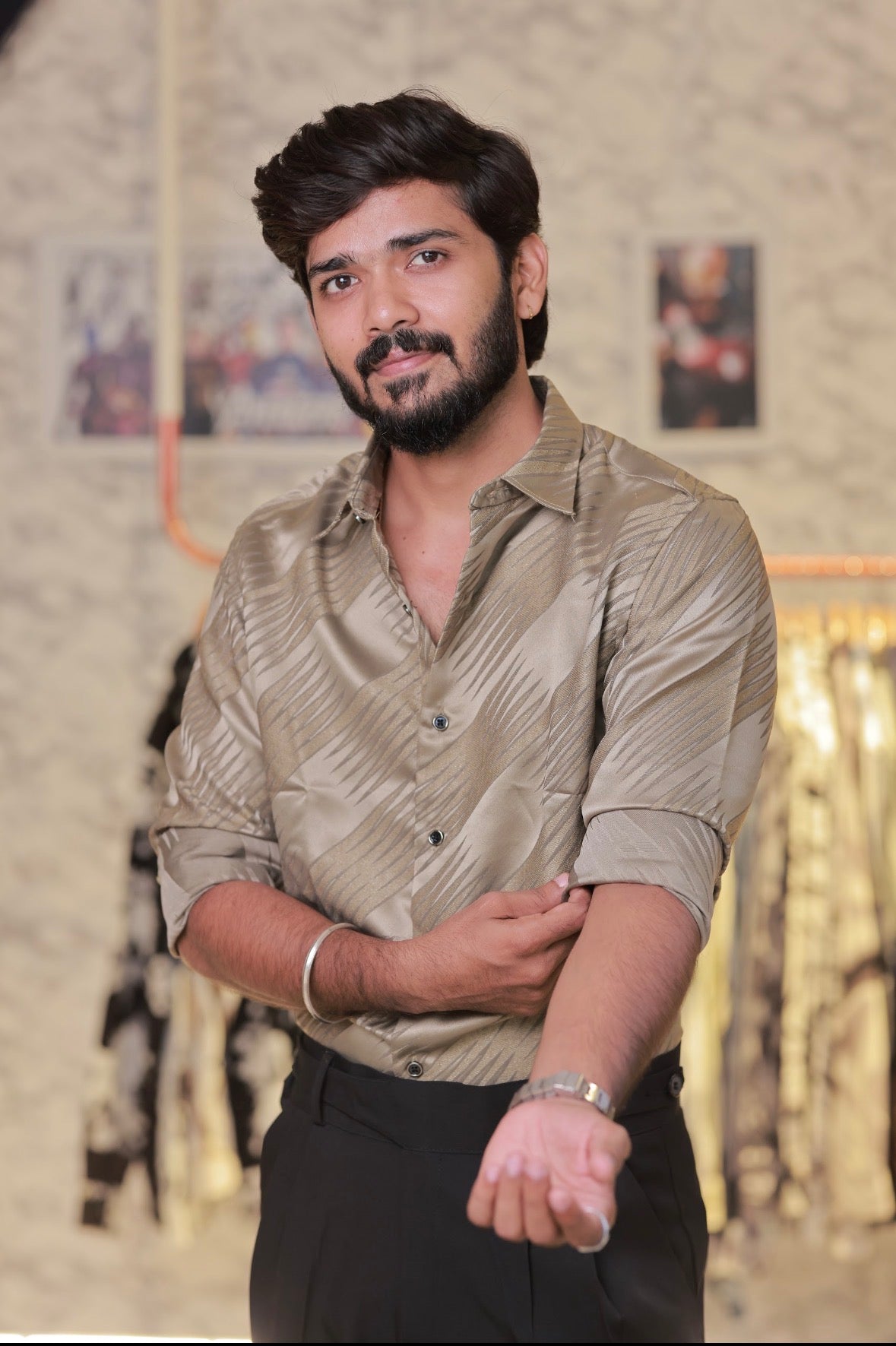 Olive green Self-Designed Shirt