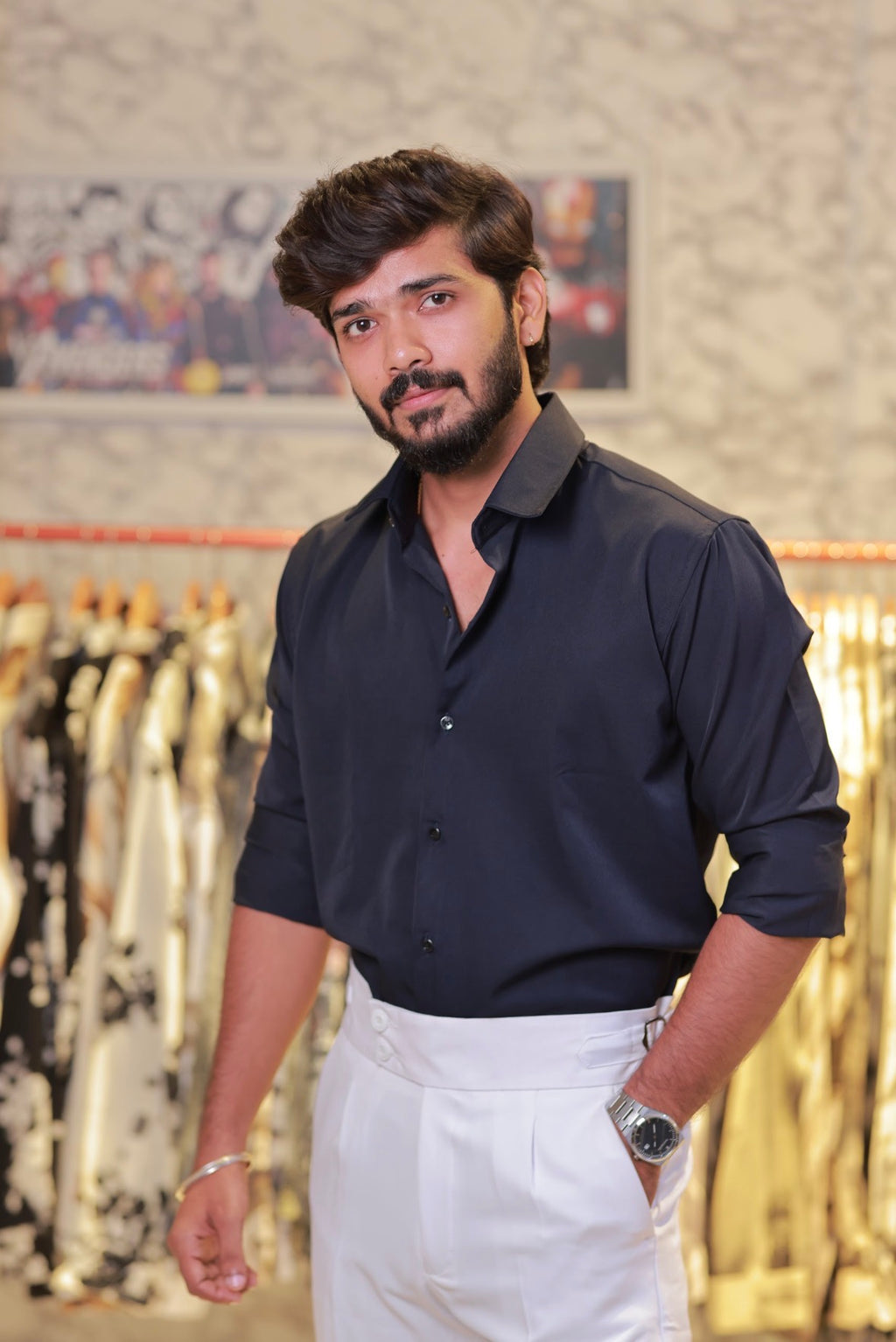 Navy-Blue Plain-Formal Shirt