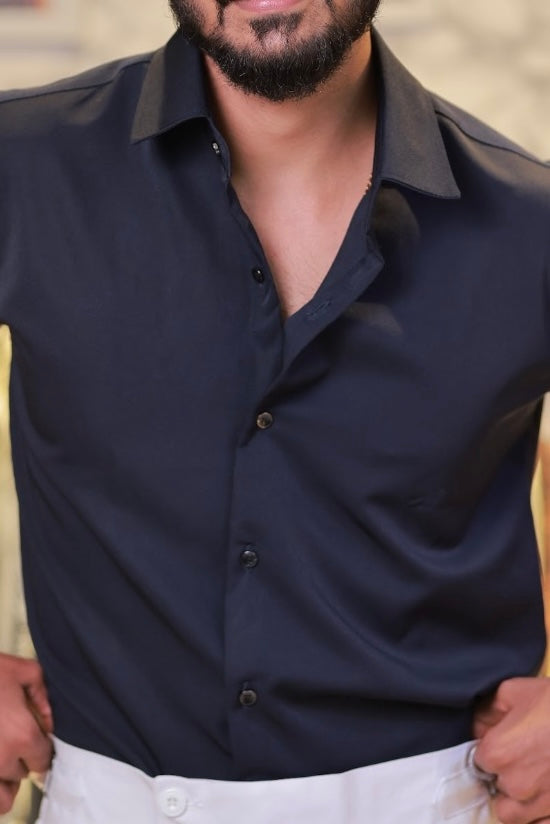 Navy-Blue Plain-Formal Shirt