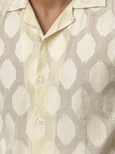 Beige Half-Hand Printed Shirt