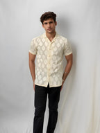 Beige Half-Hand Printed Shirt
