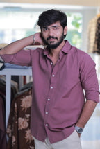 Onion-Pink Cotton-Linen Shirt