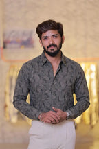 Grey Self-Designed Party Wear Shirt