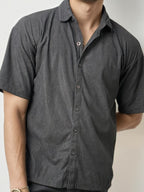 Dark Grey Corduroy Half-Hand Shirt
