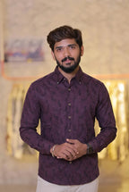 Wine Self-Designed Party Wear Shirt