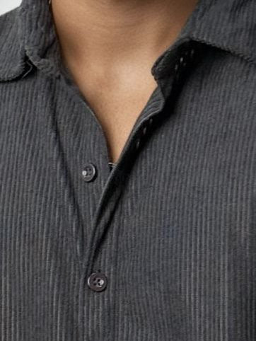 Dark Grey Corduroy Half-Hand Shirt