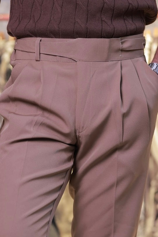 Brown Buttoned Gurkha Trousers