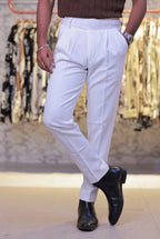 White Buttoned Gurkha Trousers