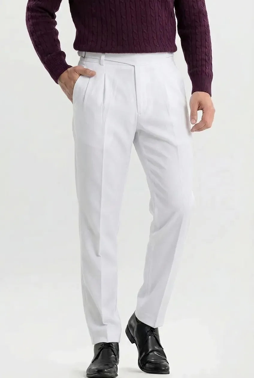White Buttoned Gurkha Trousers