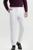 White Buttoned Gurkha Trousers