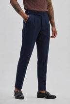 Navy-Blue Buttoned Gurkha Trousers