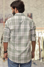 Green Linen Checked Full-Hand Shirt