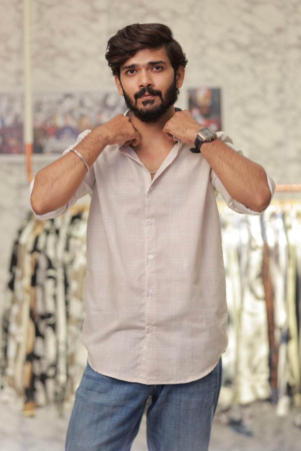 Linen Checked Full-Hand shirt