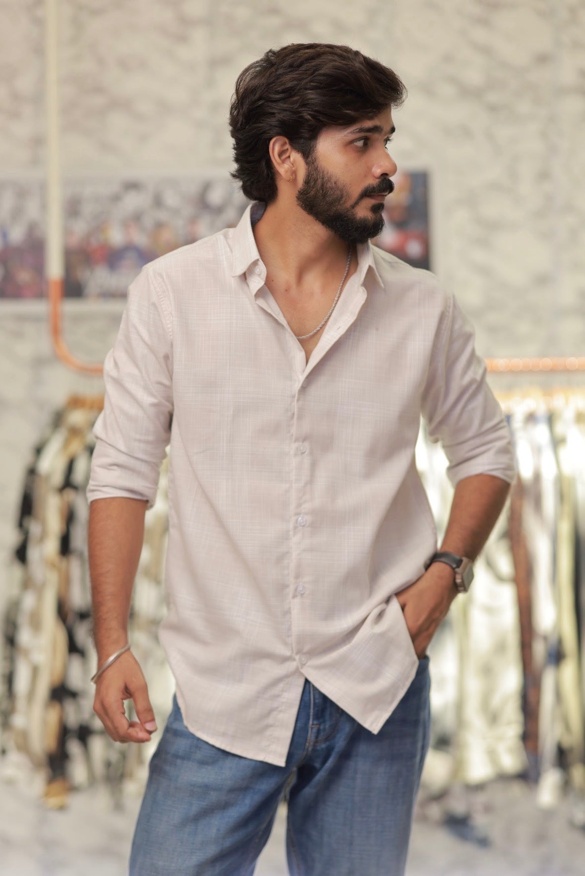 Linen Checked Full-Hand shirt