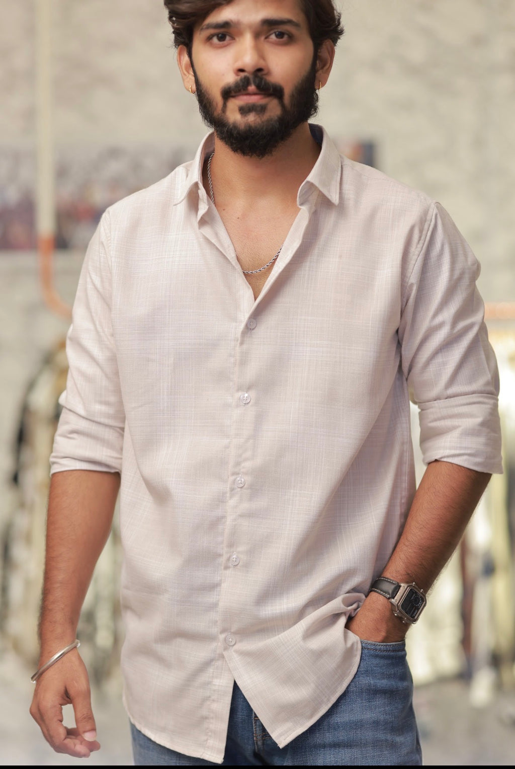 Linen Checked Full-Hand shirt