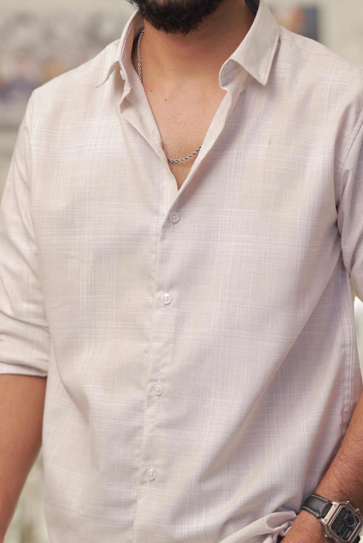 Linen Checked Full-Hand shirt
