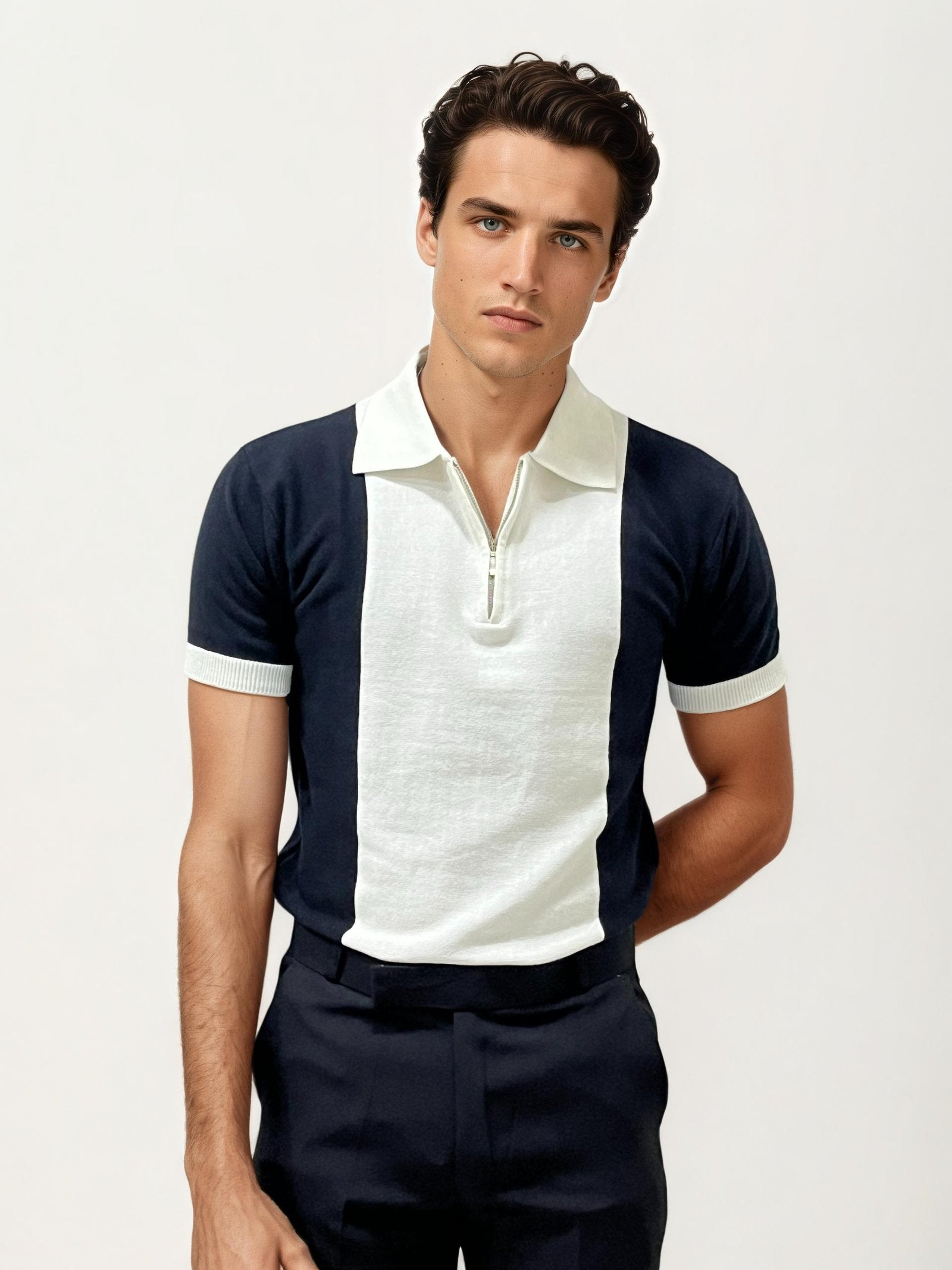 Black Old Money Zipper T-Shirt