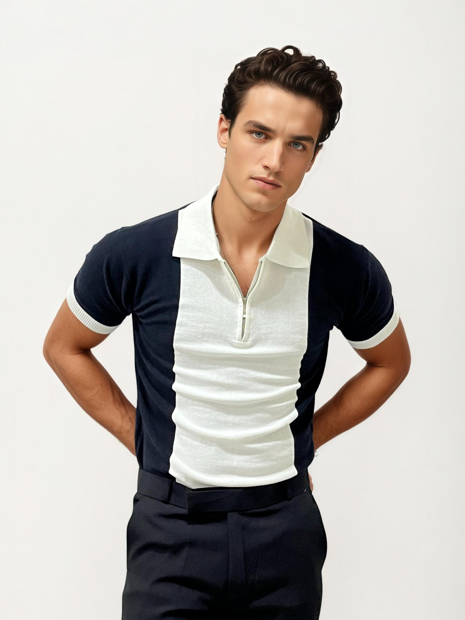 Black Old Money Zipper T-Shirt