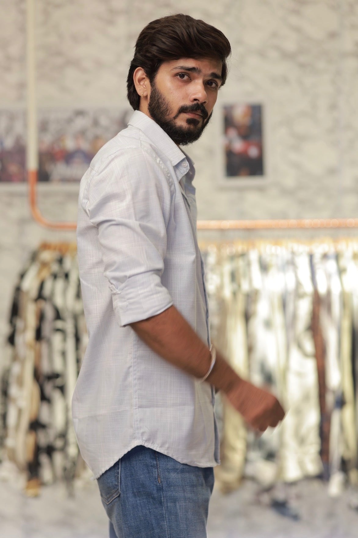 Linen Checked Full-Hand Shirt