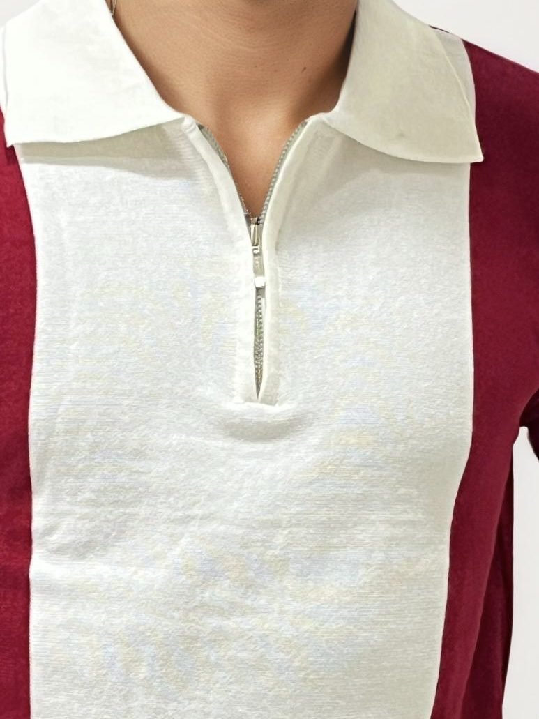 Red Old Money Zipper T-Shirt