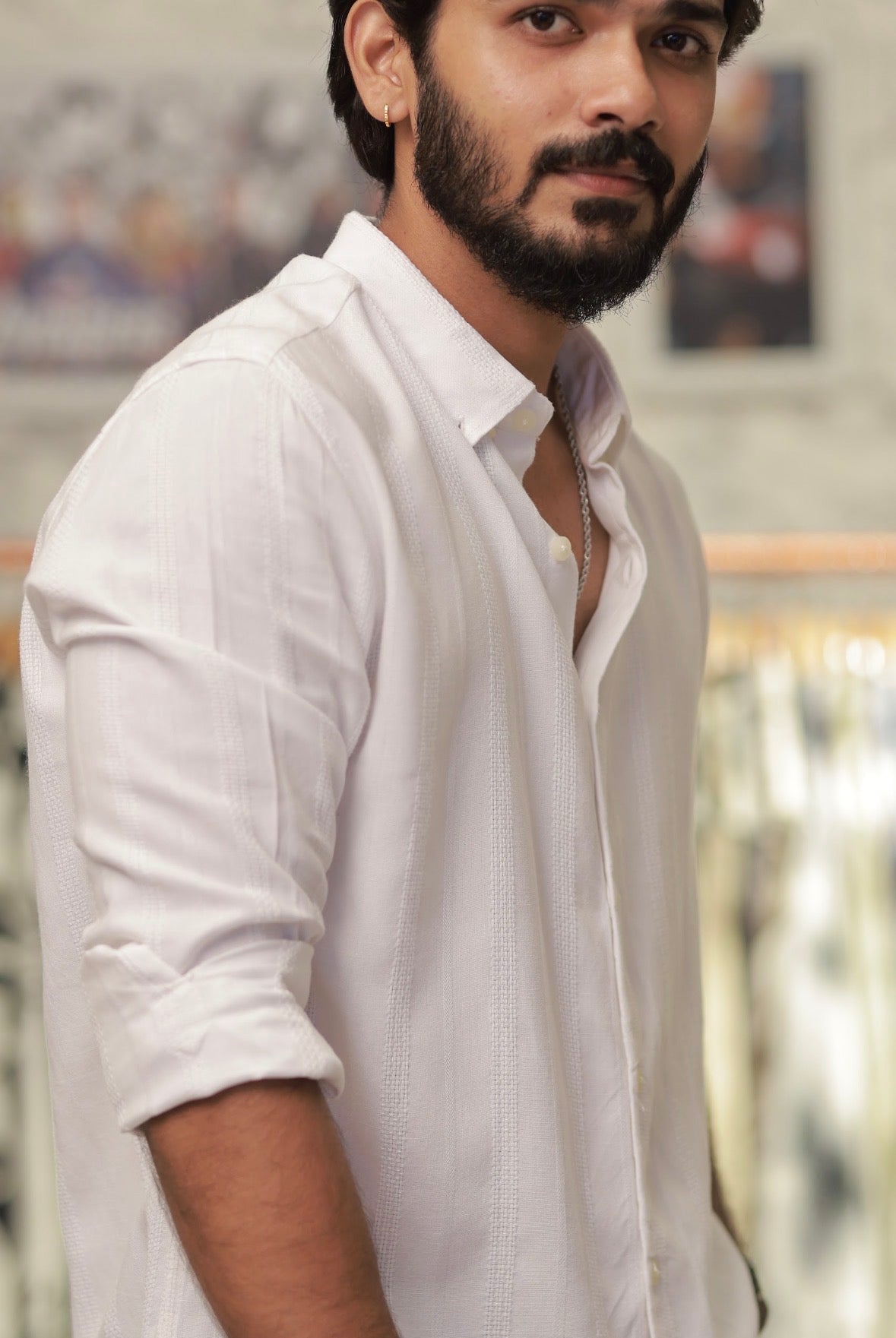 White Striped Full-Hand Shirt