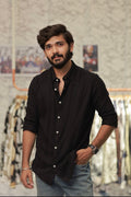 Black Striped Full-Hand Shirt