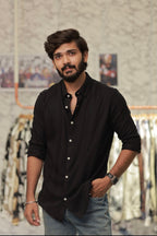 Black Striped Full-Hand Shirt